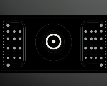 a black and white image of a turntable on a black backgroundの素材