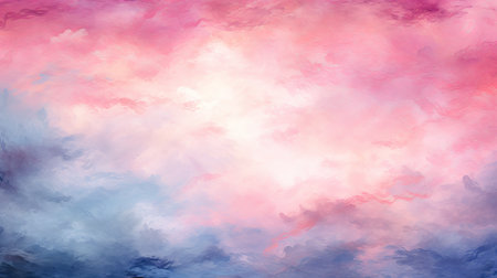a painting of a pink and blue sky with cloudsの素材