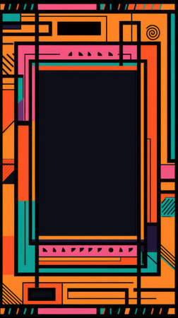 a square frame with an abstract design in orange blue and pinkの素材