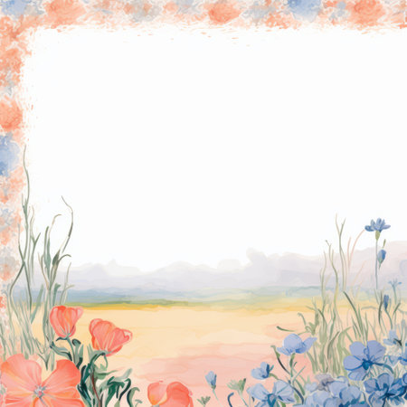 a watercolor painting of flowers and grassの素材