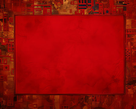 an abstract red square frame on a red backgroundの素材