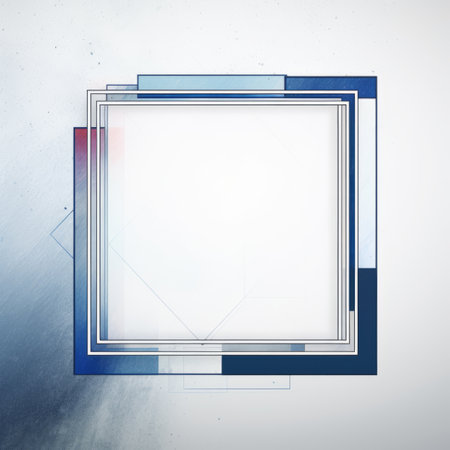 abstract blue and white square frame on a white backgroundの素材