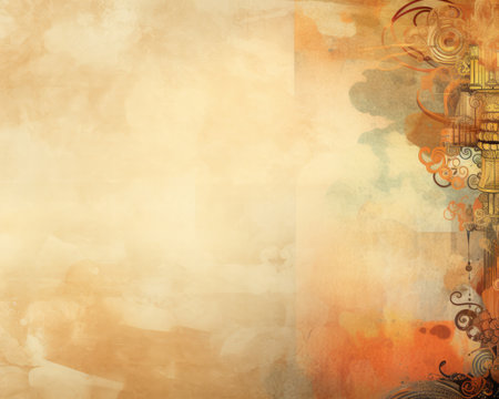 an abstract painting of a clock on a wallの素材