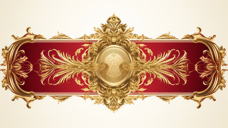 an ornate red and gold frame with an ornate designの素材