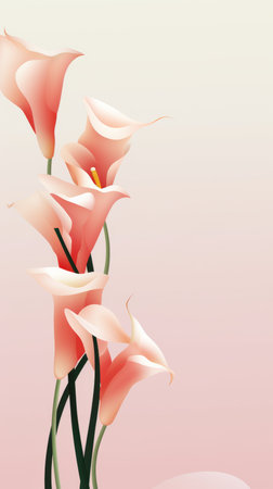 pink calla lilies on a pink backgroundの素材