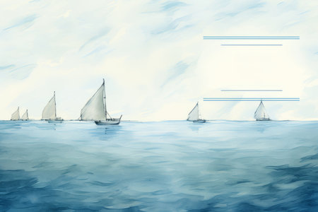 watercolor painting of sailboats in the oceanの素材