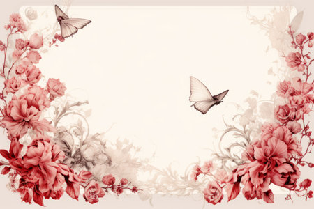 a floral frame with butterflies and flowersの素材