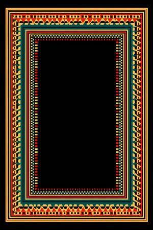 a square frame with an ethnic pattern on a black backgroundの素材