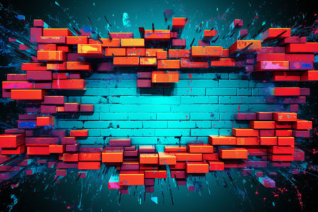 an abstract brick wall with a hole in itの素材