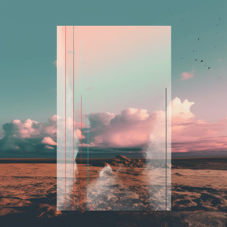 an abstract image of the ocean and sky with clouds in the backgroundの素材