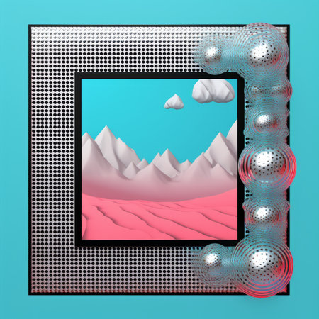 an abstract image of mountains and clouds on a blue backgroundの素材