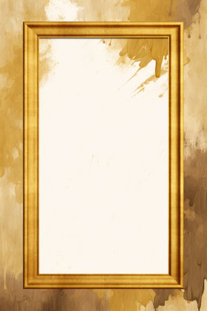 an empty gold frame on a watercolor backgroundの素材