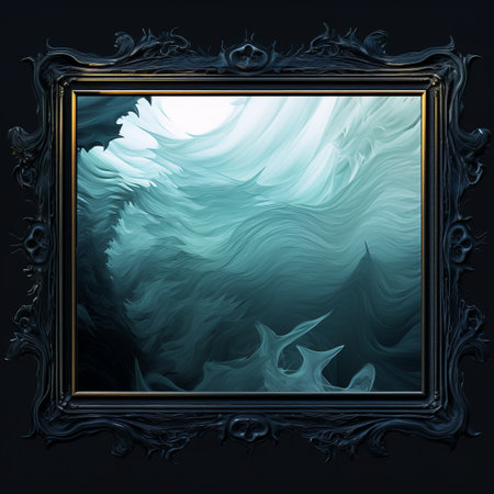 an abstract painting of waves on a black backgroundの素材