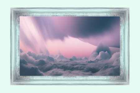 an abstract painting of clouds and pink skyの素材