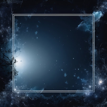 an abstract space background with a square frame in the centerの素材