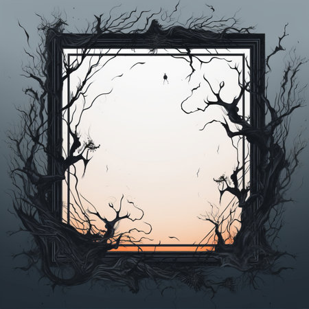 an illustration of a frame with a tree in itの素材
