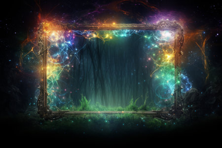 an image of a frame with glowing lights in the backgroundの素材