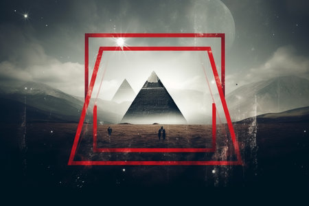 an image of a pyramid with a red frame around itの素材