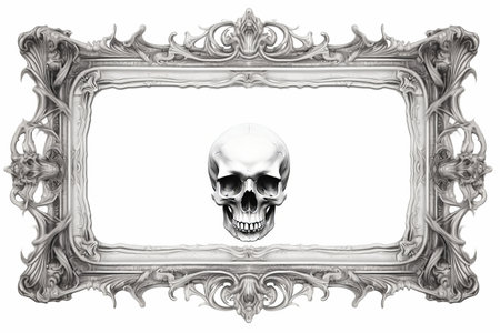 an ornate frame with a skull in itの素材