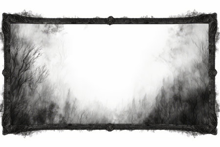 a black and white photo of a forest with treesの素材