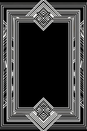 a black and white square frame with a geometric patternの素材