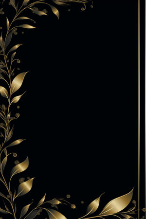 a black background with gold leaves on itの素材