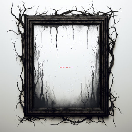 a black frame with a tree in the middle of itの素材