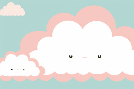 a cartoon cloud with two little clouds in itの素材