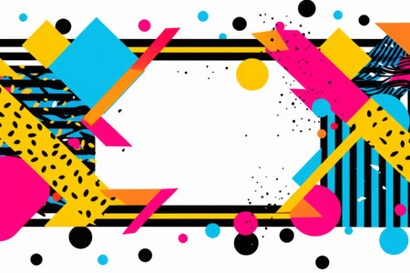 a colorful background with geometric shapes and polka dotsの素材