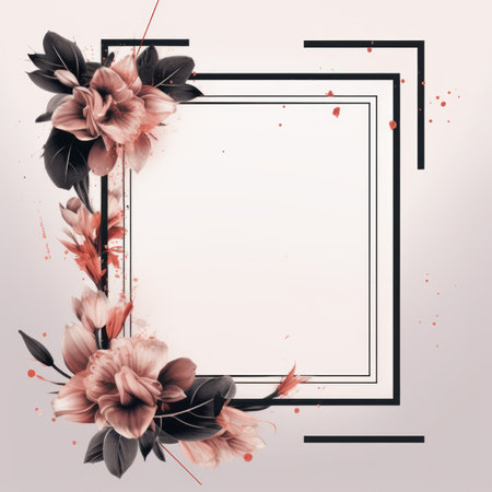 a floral frame with pink flowers on a white backgroundの素材