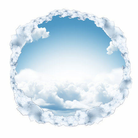 a hole in the sky with clouds and a blue skyの素材