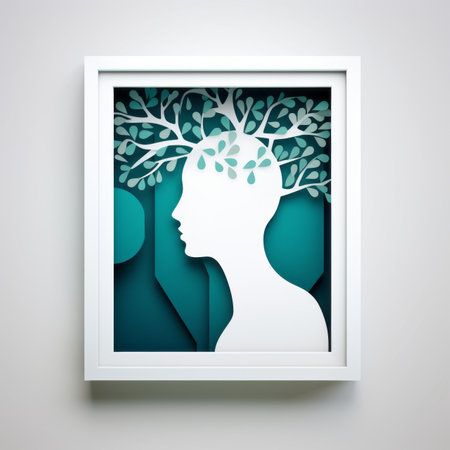 a paper cut of a womans head with a tree growing out of itの素材