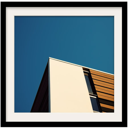 a photo of a building with a blue sky in the backgroundの素材