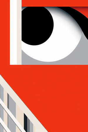 a poster with an eye looking out of a buildingの素材