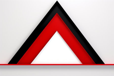 a red and black triangle on a white backgroundの素材