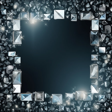 a square frame made of diamonds on a black backgroundの素材