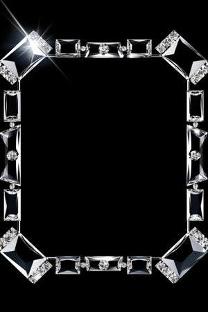 a square frame made of diamonds on a black backgroundの素材