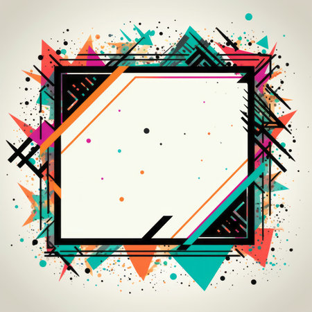 a square frame with colorful paint splatters on itの素材