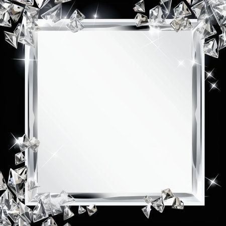 a square frame with diamonds on a black backgroundの素材