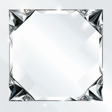 a square glass frame with diamonds on a white backgroundの素材