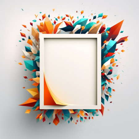abstract frame with colorful geometric shapes on a white backgroundの素材