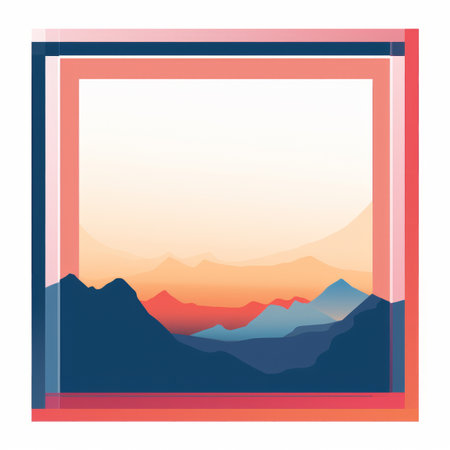 an abstract image of mountains with a square frameの素材