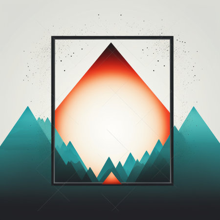 an abstract mountain landscape with a triangle in the middleの素材