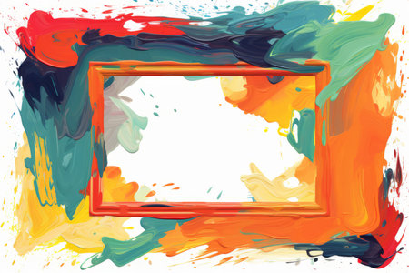 an abstract painting of a square frame with paint splattersの素材