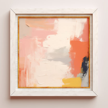 an abstract painting in a white frameの素材