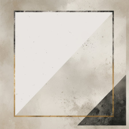 an abstract painting with a square frame on top of a beige backgroundの素材