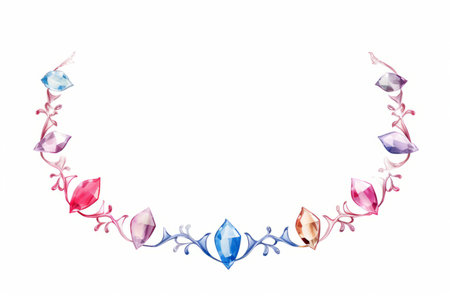 an illustration of a necklace with colorful crystalsの素材