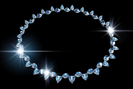 an image of a diamond necklace on a black backgroundの素材