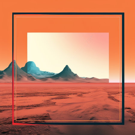 an image of a desert landscape with a square frameの素材