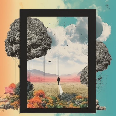 an image of a man on a swing with clouds in the backgroundの素材